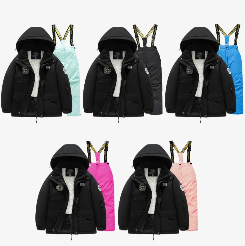 Children's Ski Suit Girls Boys Outdoor Thickened Waterproof Windproof Warm Teenager Ski Pants Equipment 100-165cm