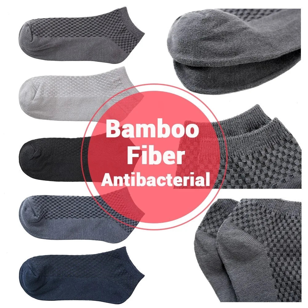 Men's Bamboo Low-Cut Socks – 5 Pairs, Soft & Breathable