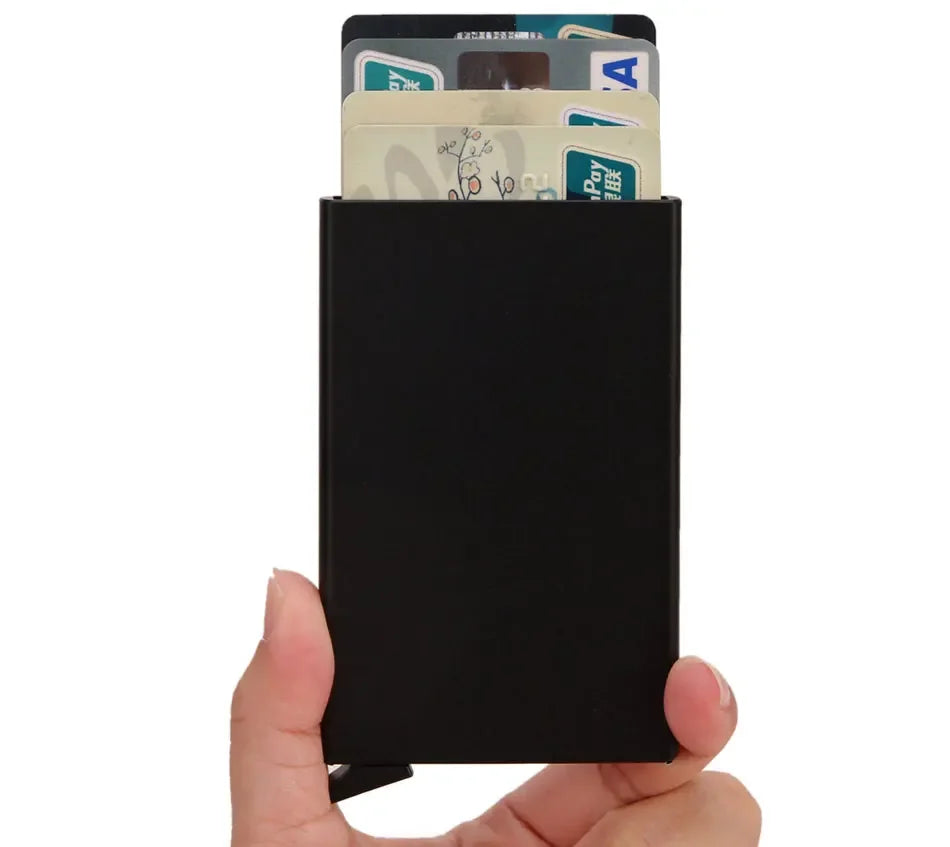 Slim Metal RFID Card Holder – Pop-Up Minimalist Wallet for Men & Women