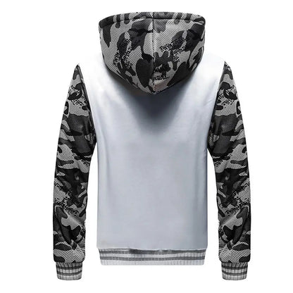 WHWR Giacca con cappuccio e zip mimetica da uomo