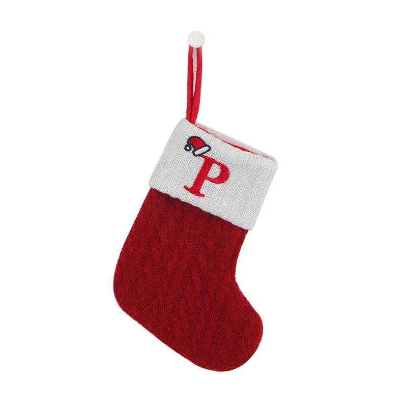 Knitted Initial Christmas Stocking – Letter A–Z Personalized