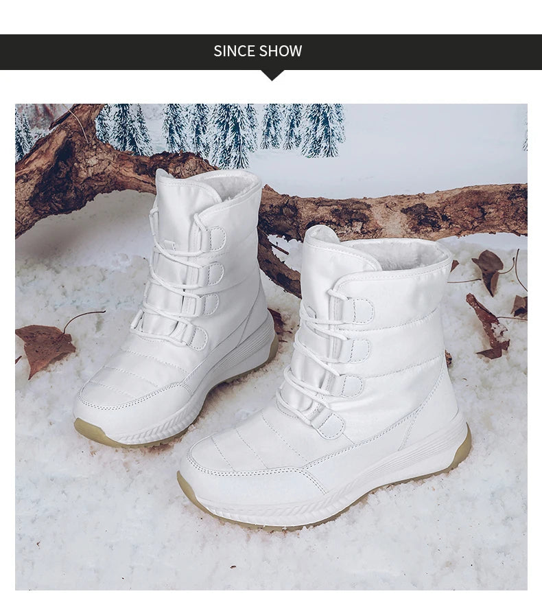 Women's Lace-Up Snow Boots – Plush-Lined Mid-Calf Winter Boots