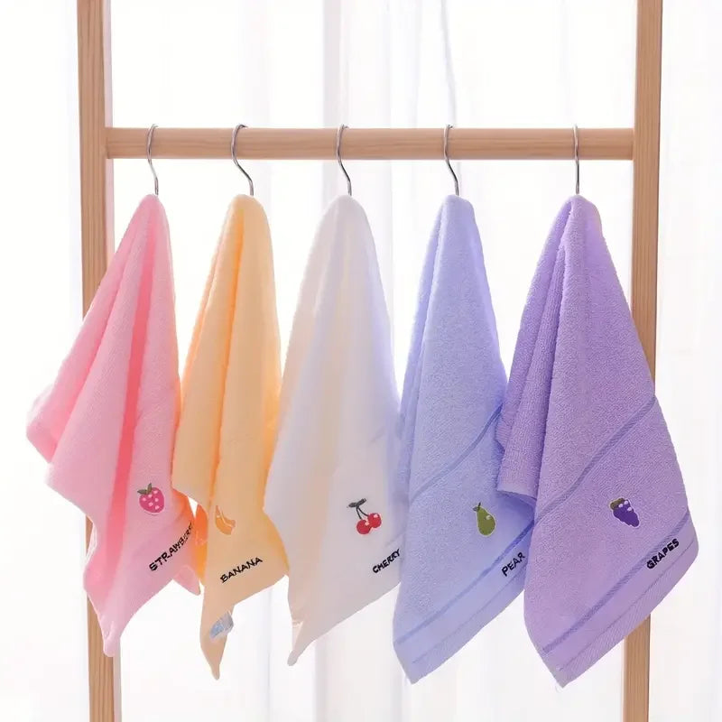 Embroidered Fruit Hand Towels – Set of 5 Cotton Face Towels
