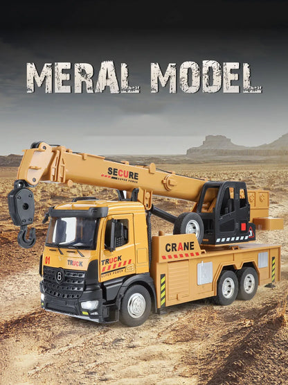 1:24 Diecast Crane & Mixer Truck with Lights, Sounds & Pull-Back