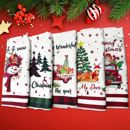 Christmas Kitchen Towels – Set of 5, Soft & Absorbent