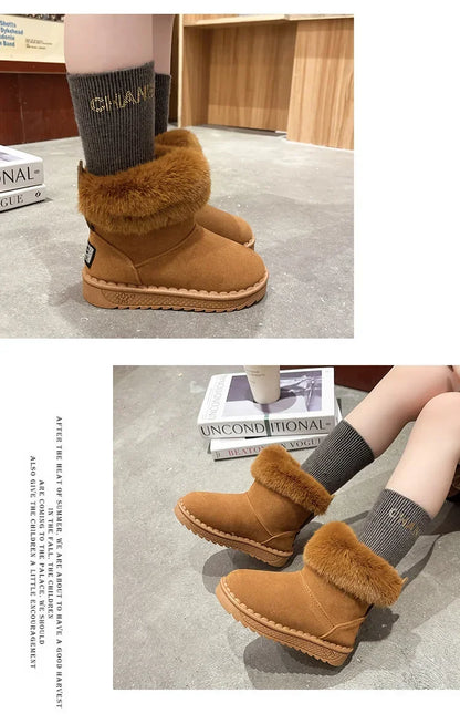 Botas de invierno bajas para niña con parte superior de poliéster