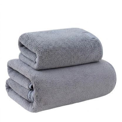 Set di asciugamani in pile effetto corallo grigio – Asciugamano da bagno e asciugamano per le mani