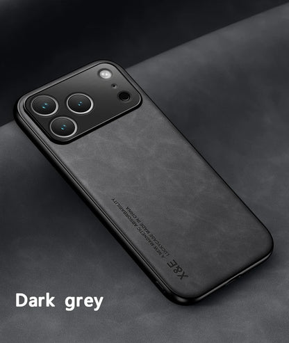 Funda de cuero de lujo para iPhone 17 18 16 15 14 13 12 11 Pro Max Plus 13 12 Mini Air 16E con placa metálica para soporte en coche