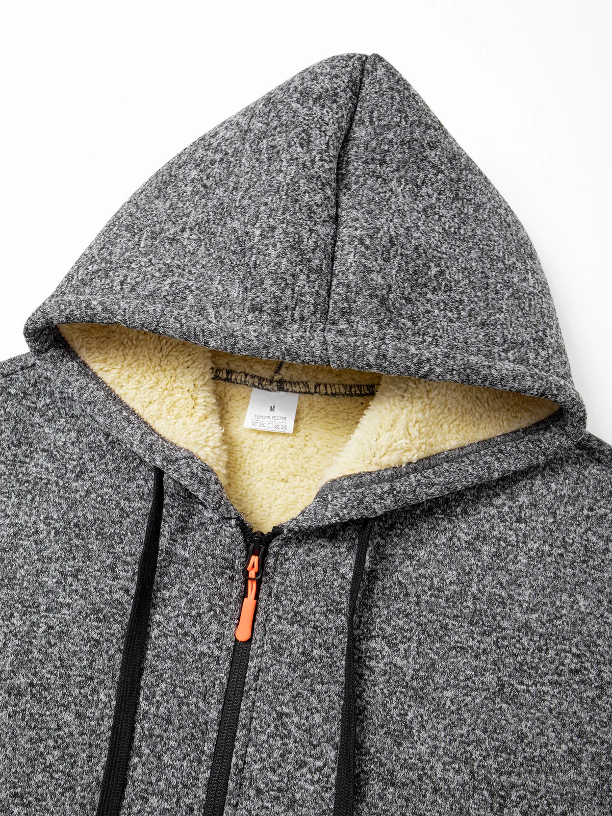 Men's Winter Warm Long Coat Zipper Jacket Zip Windbreaker Thick Fleece Windproof Overcoat Casual Contrast Color Hooded Jacket