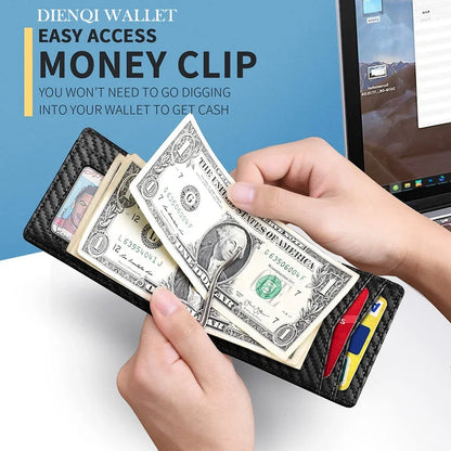 Men's Slim Bifold Wallet with Money Clip – RFID-Blocking