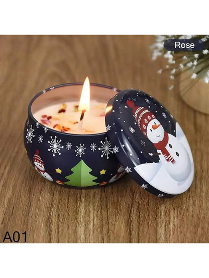 Weihnachts-Aromatherapie-Kerzen Weihnachtsmann Schneemänner Blechdosen Kerze Weihnachtsdekoration für zu Hause Weihnachten Neujahr 2025 Navidad