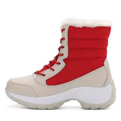 Botines de cuña con plataforma y forro de felpa para mujer AZGB