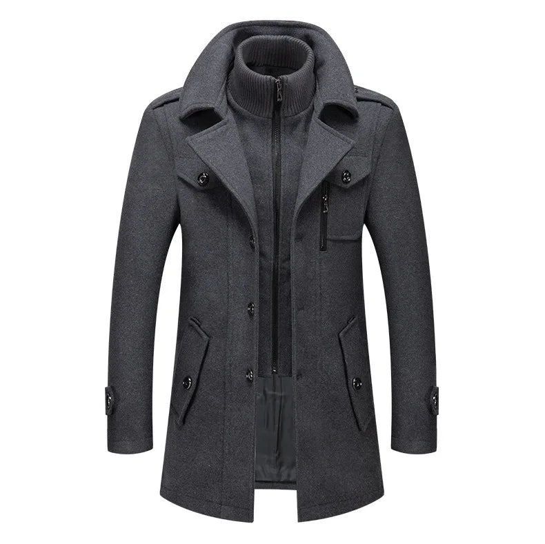 Men's Casual Business Woolen Overcoat Double-Collar Cold-Resistant Jacket Fashionable Autumn Winter 2025