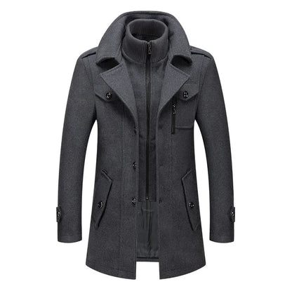 Abrigo largo de poliéster para hombre Rindu con cuello desmontable