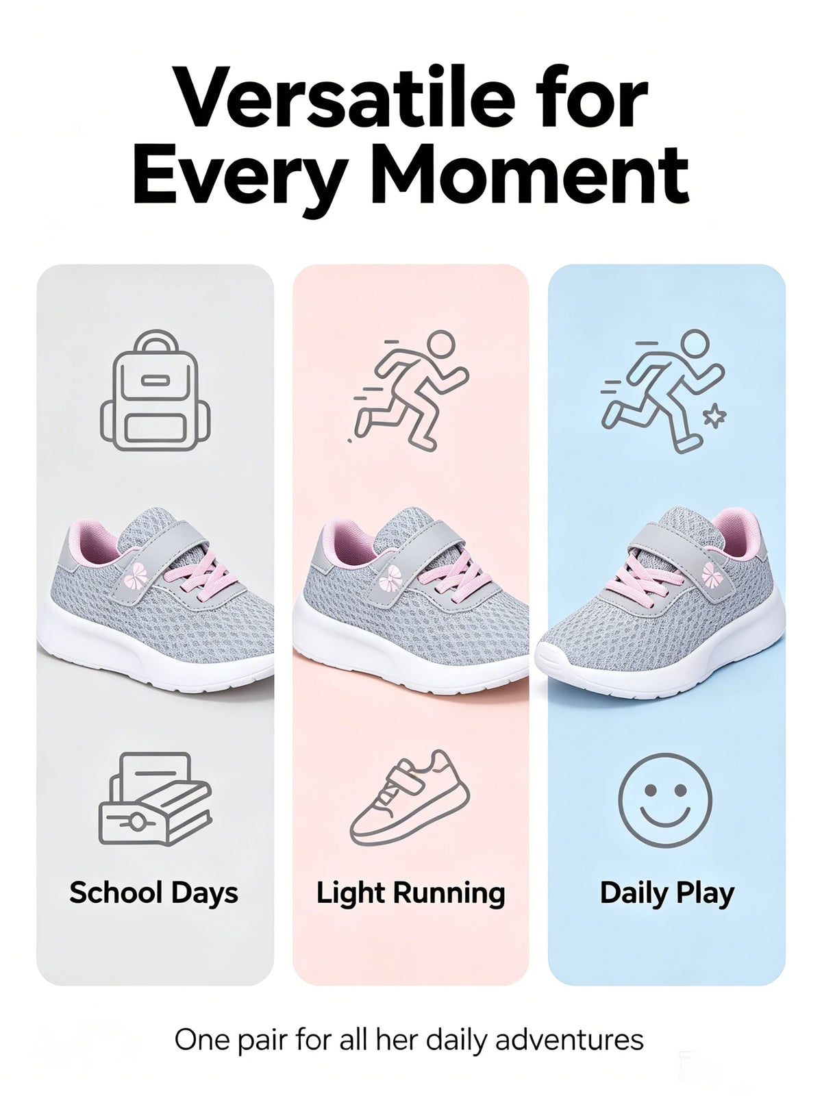 Girls' Hook-and-Loop Sneakers