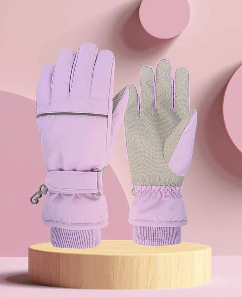 Kids' Insulated Ski Gloves – Plush-Lined Snow Gloves (Ages 4–13)