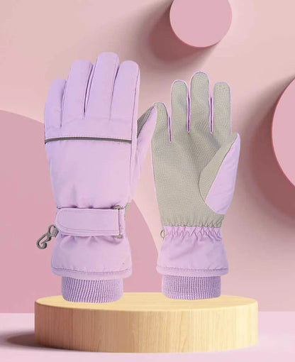 Gefütterte Skihandschuhe für Kinder – Plüschgefütterte Schneehandschuhe (Alter 4–13)