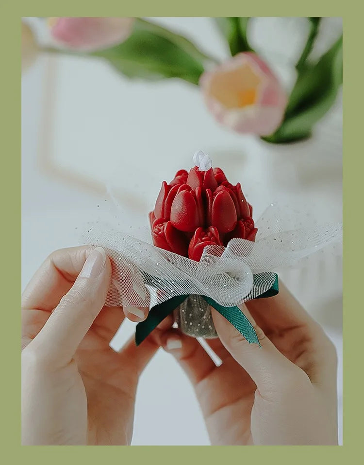 Handmade Tulip Bouquet Candle Scented Candle Aromatherapy Soy Wax Candle Wedding Birthday Candles Party Home Decoration