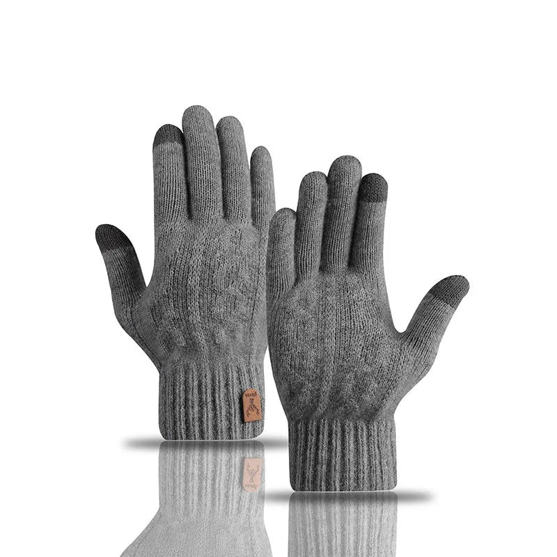 Men's Velvet-Lined Knit Touchscreen Gloves