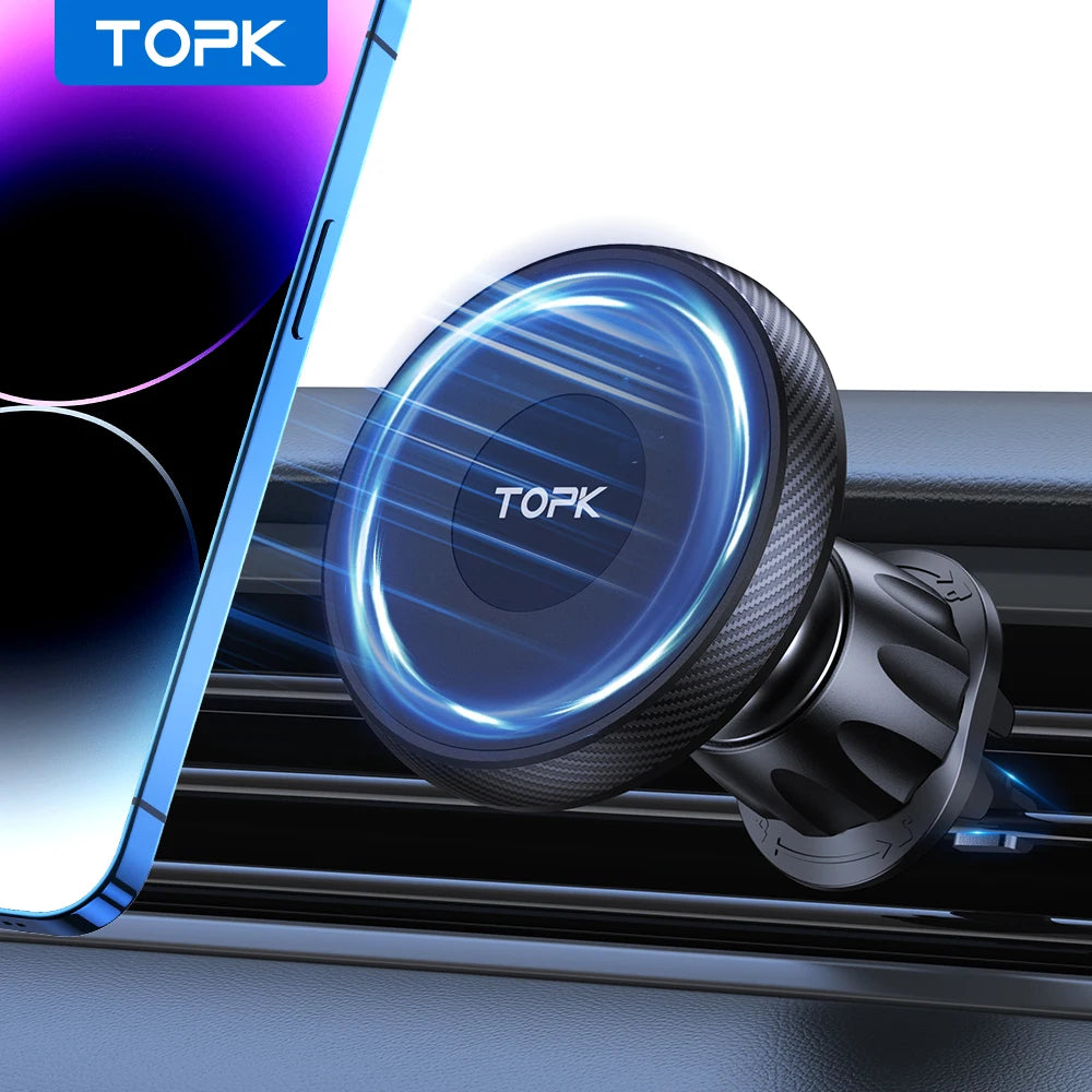 TOPK Magnetic Car Phone Mount – MagSafe-Compatible Air Vent Holder
