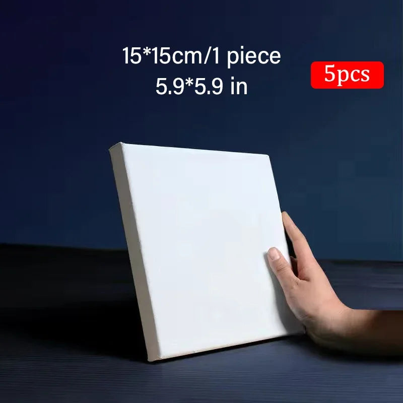 5-Pack White Blank Artist Canvas Boards – Wooden Frame Cotton Canvases for Oil, Acrylic & Watercolour Painting