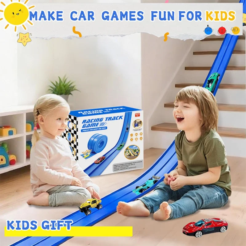 Race Track Car Ramp Toy – Gliding Rail Racing Set for Toddlers