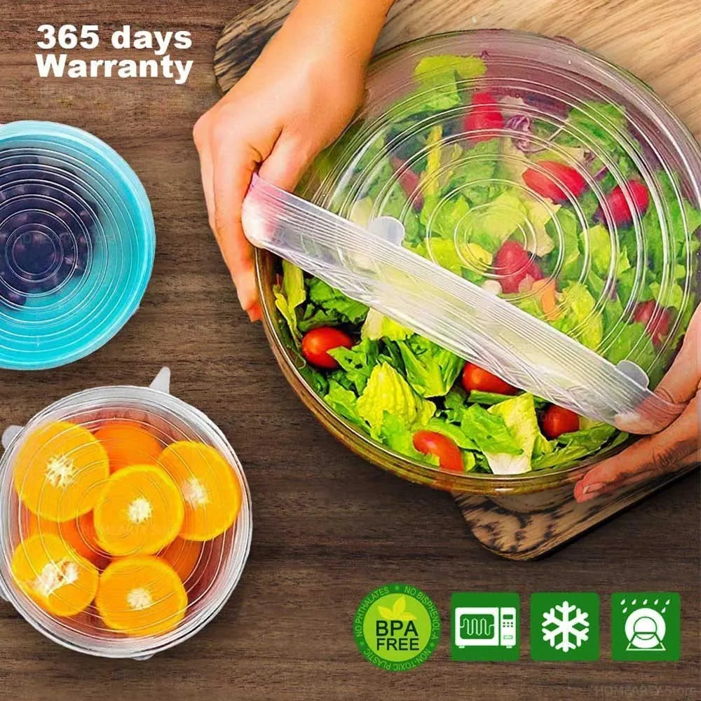 Silicone Stretch Lids – 6-Piece Reusable Food & Bowl Covers