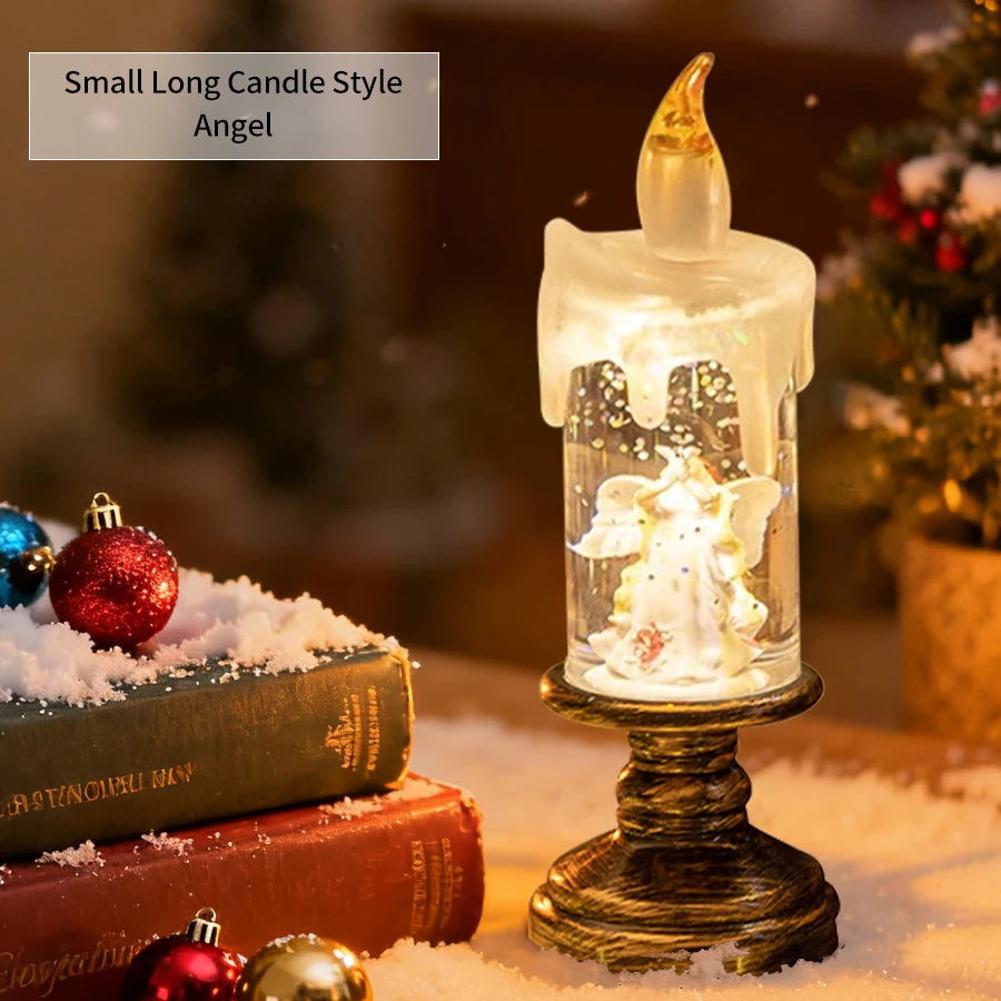 LED Candles Lights Christmas Lights Flameless Christmas Snow Globe Candle Light Home Decorative Candles Christmas Decorations