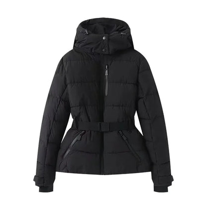 Gesteppte Damenjacke mit Kapuze, Reißverschluss und Taschen