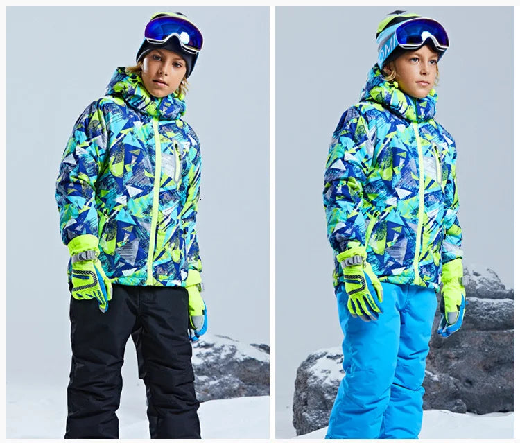 -30 Degree Kids Ski Suit Boy Girls Winter Outdoor Sports Waterproof Skiing Snowboarding Jackets Snow Pants Children Clothing Set