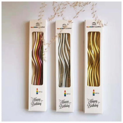 Geburtstagskerzen mit Spiralwirbel | 6er-Pack | 9 Metallic-Farben | Rauchfrei | Party- & Hochzeitsdekoration
