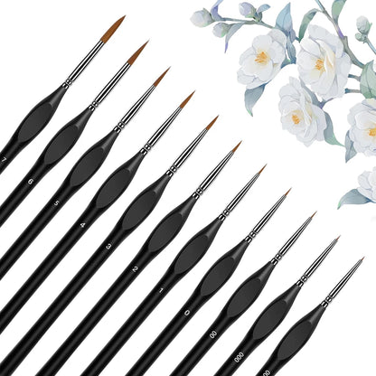 Miniature Detail Paint Brush Set – 10 or 11 Fine-Tip Brushes