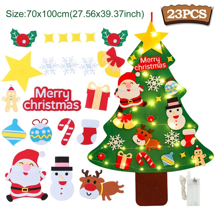 Sapin de Noël en feutrine à faire soi-même pour enfants – Sapin mural avec décorations à coller