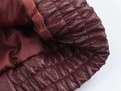 Chaqueta de cuero sintético con cremallera para mujer Guobioziy