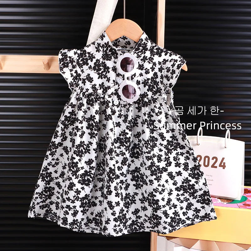 Girls' Breathable A-Line Beach Dress - Soft Summer Holiday Dress, Sizes 80-140cm