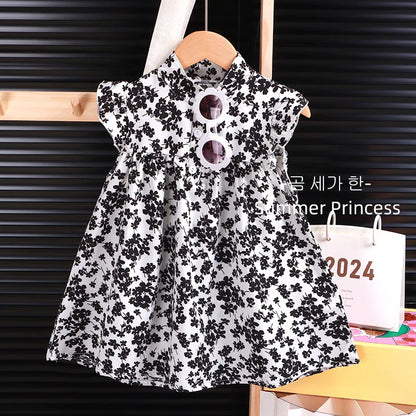 Vestido de playa transpirable de corte en A para niñas - Vestido suave para las vacaciones de verano, tallas 80-140 cm