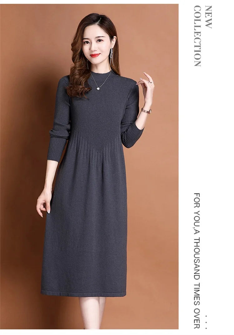 Women's Ankle-Length A-Line Dress with Appliqué