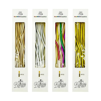 Geburtstagskerzen mit Spiralwirbel | 6er-Pack | 9 Metallic-Farben | Rauchfrei | Party- & Hochzeitsdekoration