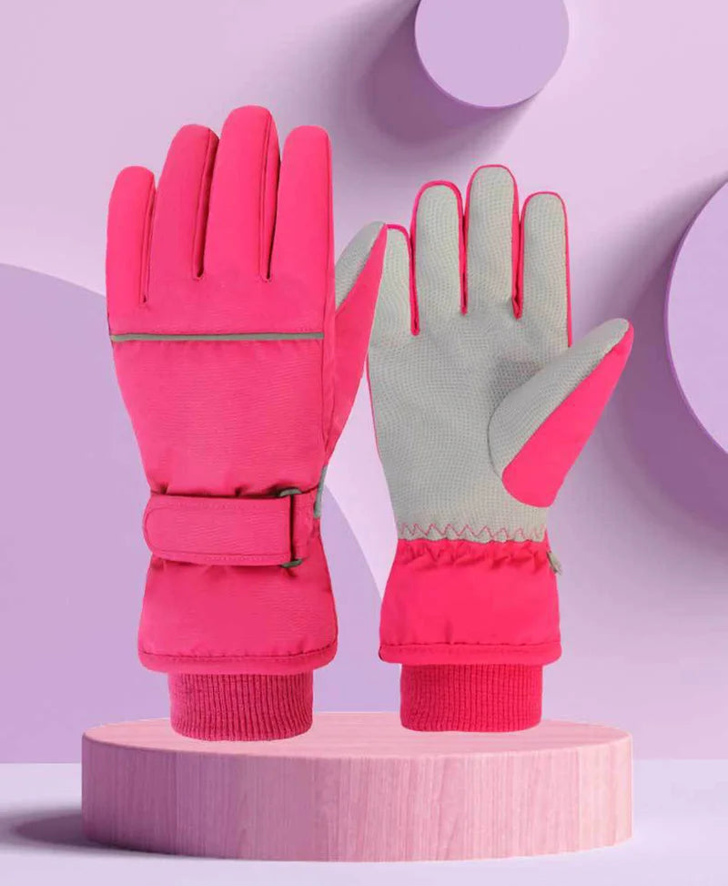 Kids' Insulated Ski Gloves – Plush-Lined Snow Gloves (Ages 4–13)