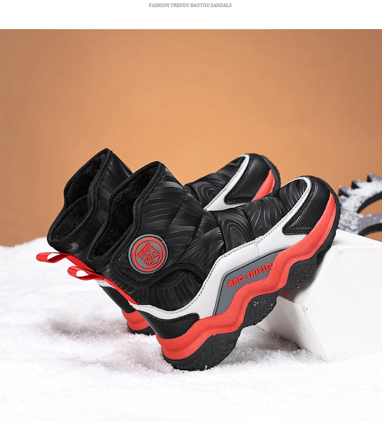 Kids' Plush-Lined Hook-and-Loop Winter Shoes