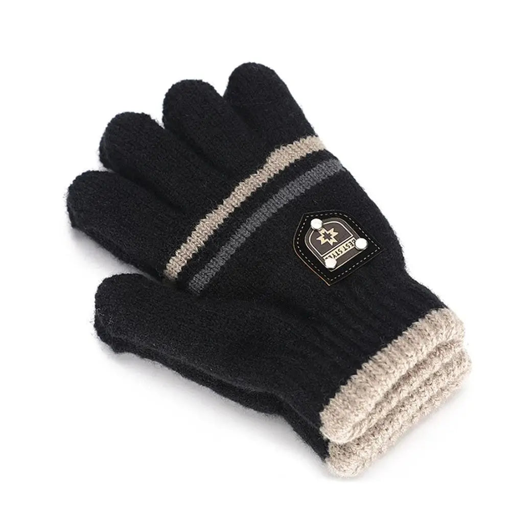 Kids' Knit Winter Gloves – Thick Full-Finger Gloves (Ages 5–10)