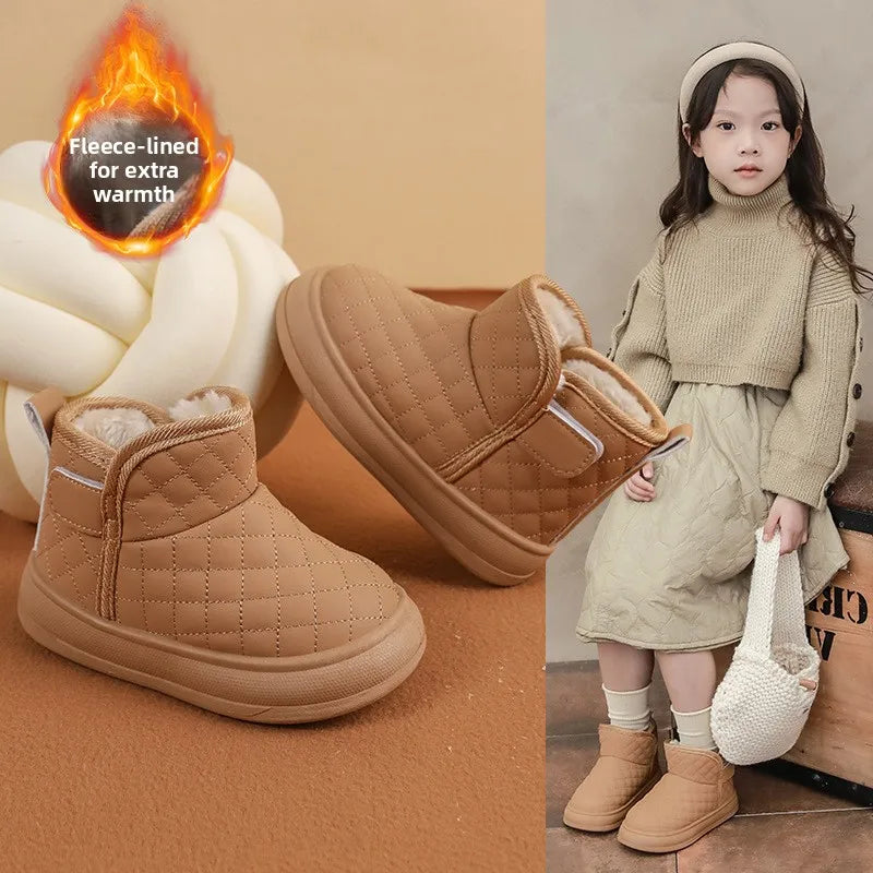 2026 Winter Plush Boots For Children Soft Warm Velvet Snow Boots For Kids Anti-slippery Waterproof Boy's Girl's Winter Boots