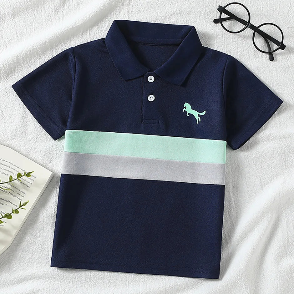 Boys' Striped Polo Shirt Multipack - Short Sleeve Casual Tops, 1, 2 or 3 Pieces