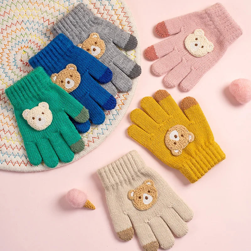 Toddler Bear Knit Gloves – Thick Warm Winter Gloves (Ages 2–6)