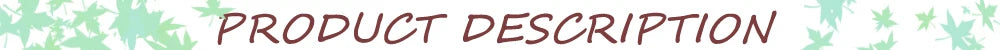 Product description text with decorative elements on a light green background