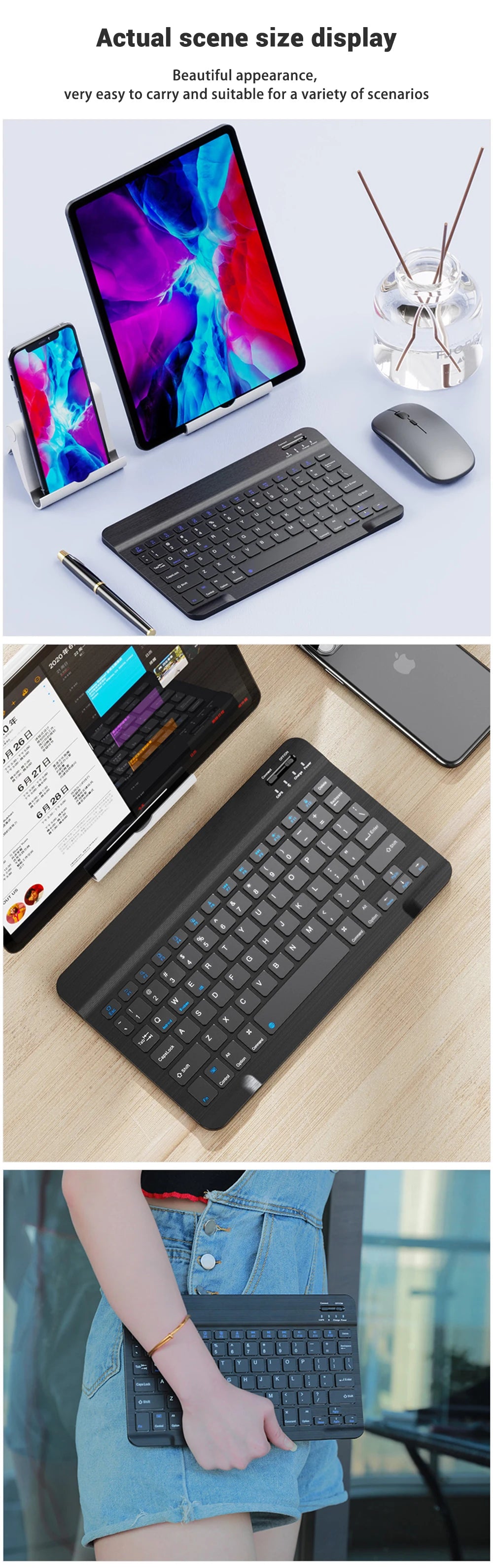 Bluetooth Keyboard & Mouse – Slim Wireless Set for Tablets & Laptops
