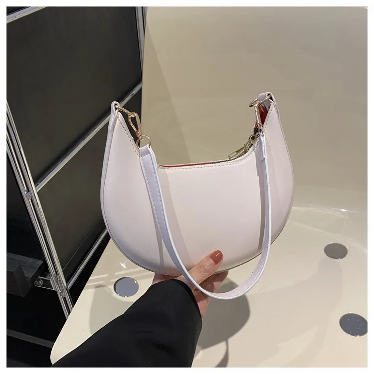 Women's Crescent Moon Shoulder Bag – Soft Vegan Leather Handbag