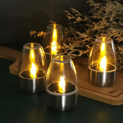 Lámpara de vela LED sin llama alimentada por energía solar | Resistente al agua IP65 | 6–8 horas de autonomía | Decoración de jardín y exteriores