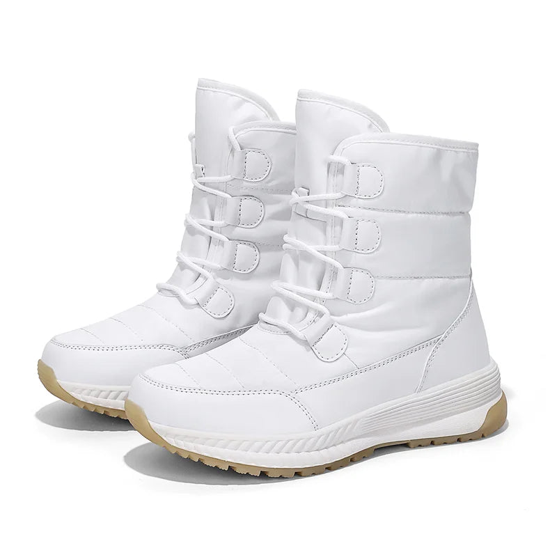 Women's Lace-Up Snow Boots – Plush-Lined Mid-Calf Winter Boots
