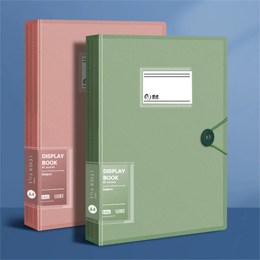 A4 File Folder 30 Pages Transparent Insert Paper Document Organizer Waterproof Booklet Information Books Office School Supplies